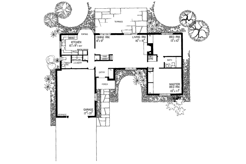 Architectural House Design - Floor Plan - Main Floor 1 for Tudor House Plan #72-663 - 2 bed, 1.5 bath