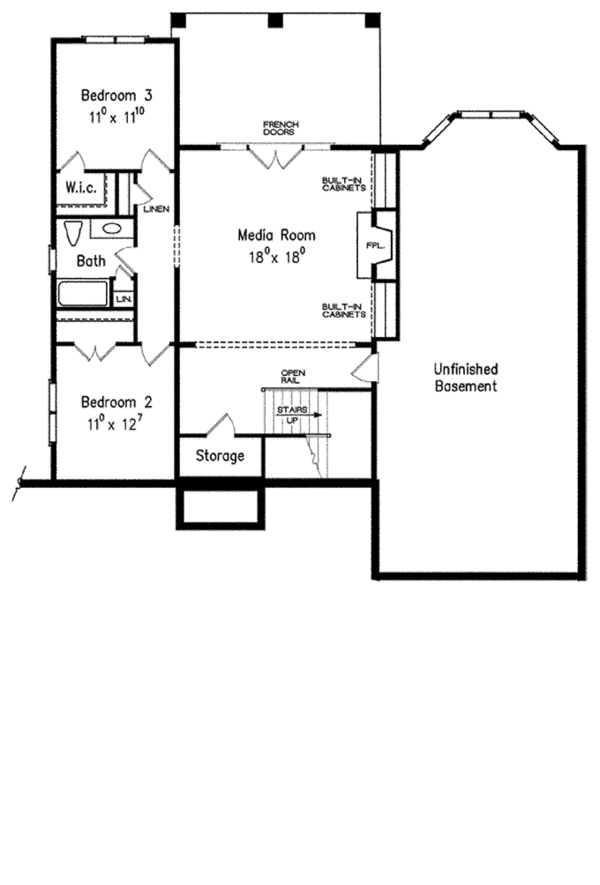 Architectural House Design - Tudor Floor Plan - Lower Floor Plan #927-433