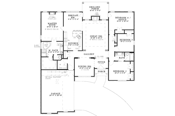 Floor Plan - Main Floor for Ranch House Plan #17-3023 - 4 bed, 2 bath