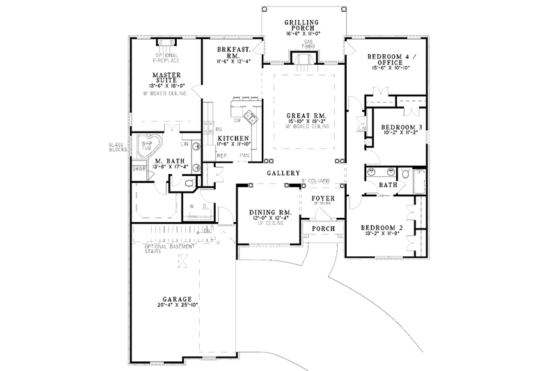 Dream House Plan - Floor Plan - Main Floor for Ranch House Plan #17-3023 - 4 bed, 2 bath