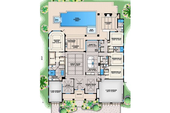 Floor Plan - Main Floor for Contemporary House Plan #27-565 - 4 bed, 4.5 bath