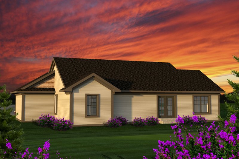 Architectural House Design - Exterior - Rear Elevation for Ranch House Plan #70-1186 - 3 bed, 2 bath