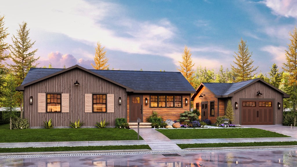 Exterior - Front Elevation 2 for Cottage House Plan #54-685 - 2 bed, 2 bath