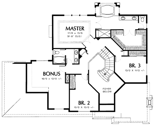 Traditional Floor Plan - Upper Floor Plan #48-780