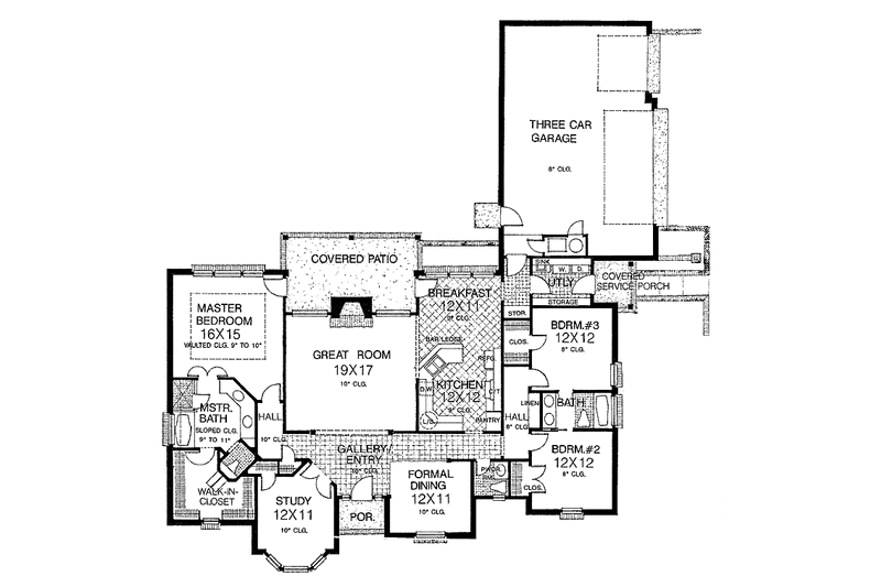 Home Plan - Floor Plan - Main Floor for European House Plan #310-1177 - 3 bed, 2.5 bath