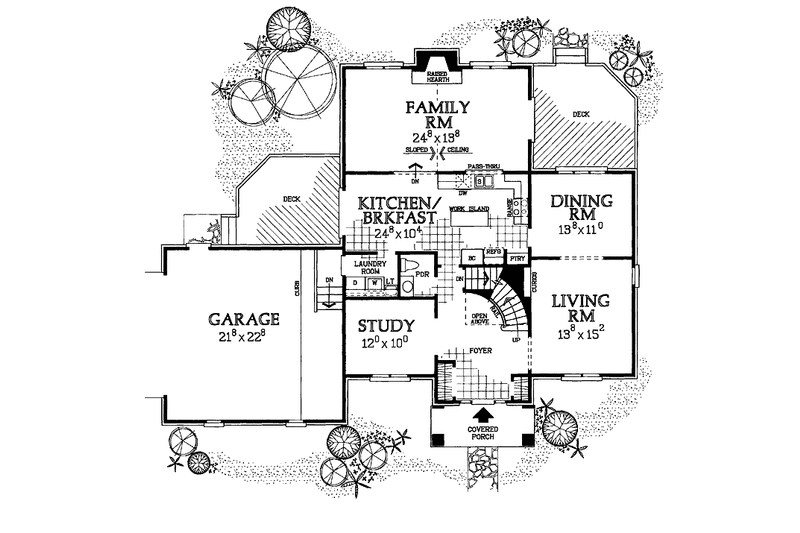 Home Plan - Floor Plan - Main Floor for Classical House Plan #72-951 - 4 bed, 2.5 bath