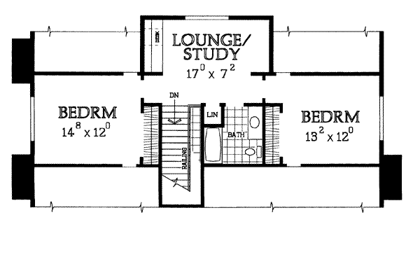 Architectural House Design - Colonial Floor Plan - Upper Floor Plan #72-327