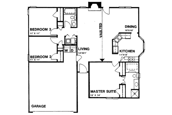 Floor Plan - Main Floor for Ranch House Plan #30-224 - 3 bed, 2 bath