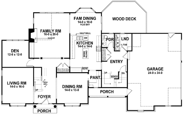 Architectural House Design - Colonial Floor Plan - Main Floor Plan #328-449