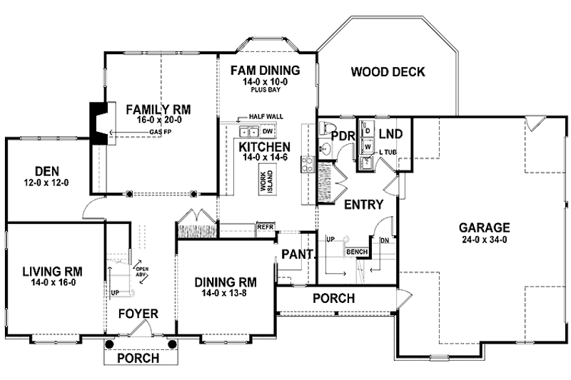 Home Plan - Floor Plan - Main Floor for Colonial House Plan #328-449 - 4 bed, 3.5 bath