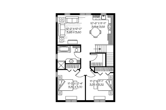 Floor Plan - Upper Floor for Traditional House Plan #23-2420 - 2 bed, 1.5 bath