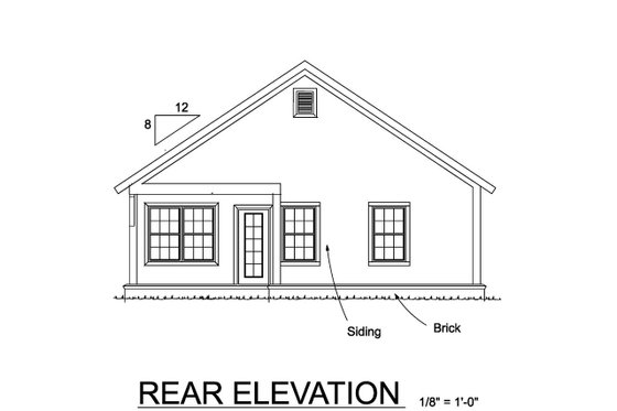 Exterior - Rear Elevation for Cottage House Plan #513-2187 - 3 bed, 2 bath