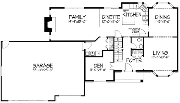 Home Plan - Tudor Floor Plan - Main Floor Plan #51-754