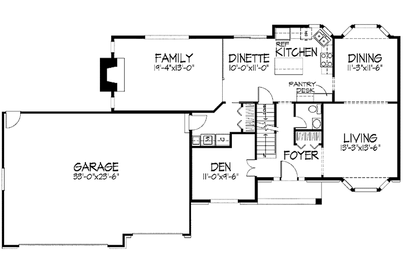 Dream House Plan - Floor Plan - Main Floor for Tudor House Plan #51-754 - 3 bed, 2.5 bath