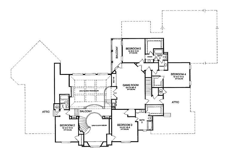 Home Plan - Floor Plan - Upper Floor for Colonial House Plan #952-75 - 5 bed, 4.5 bath