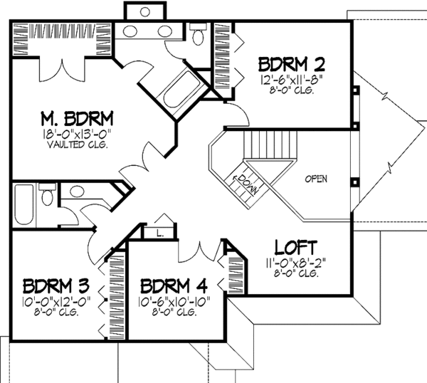 Architectural House Design - Country Floor Plan - Upper Floor Plan #320-1143