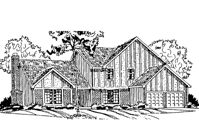 House Blueprint - Tudor Exterior - Front Elevation Plan #405-321