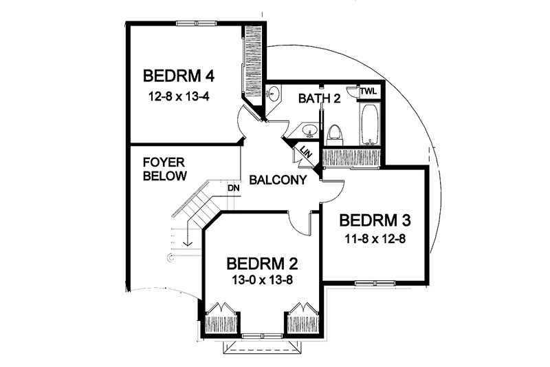 Architectural House Design - Floor Plan - Upper Floor for Traditional House Plan #328-447 - 4 bed, 2.5 bath