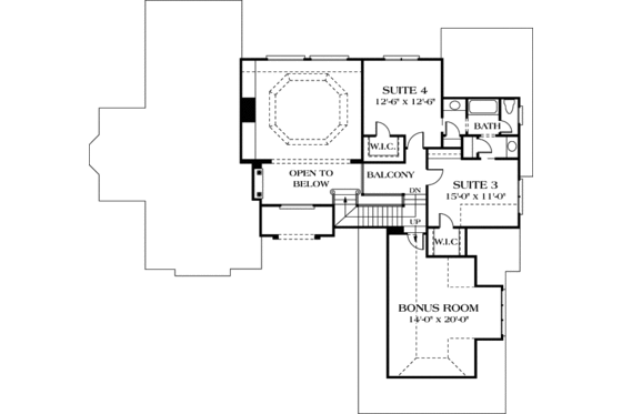 Floor Plan - Upper Floor for European House Plan #453-35 - 5 bed, 4.5 bath