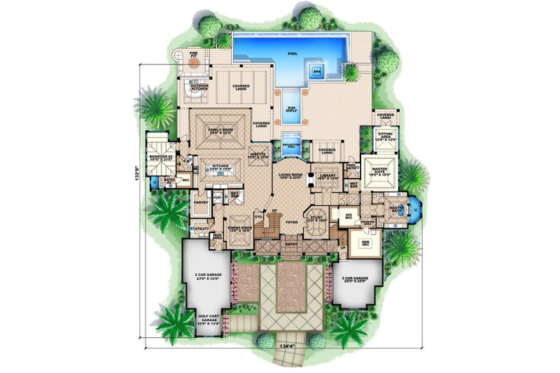 Home Plan - Floor Plan - Main Floor for Colonial House Plan #27-464 - 5 bed, 5.5 bath