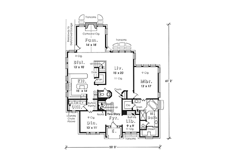 Dream House Plan - Floor Plan - Main Floor for European House Plan #974-22 - 4 bed, 3.5 bath