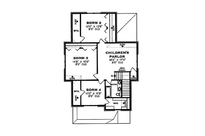 Home Plan - Floor Plan - Upper Floor for Country House Plan #984-4 - 4 bed, 2.5 bath