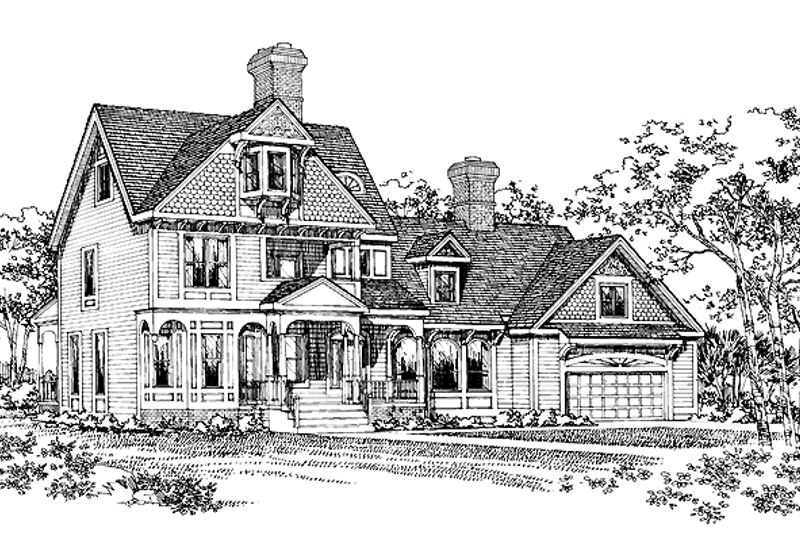 House Blueprint - Exterior - Front Elevation 3 for Victorian House Plan #72-896 - 4 bed, 3.5 bath