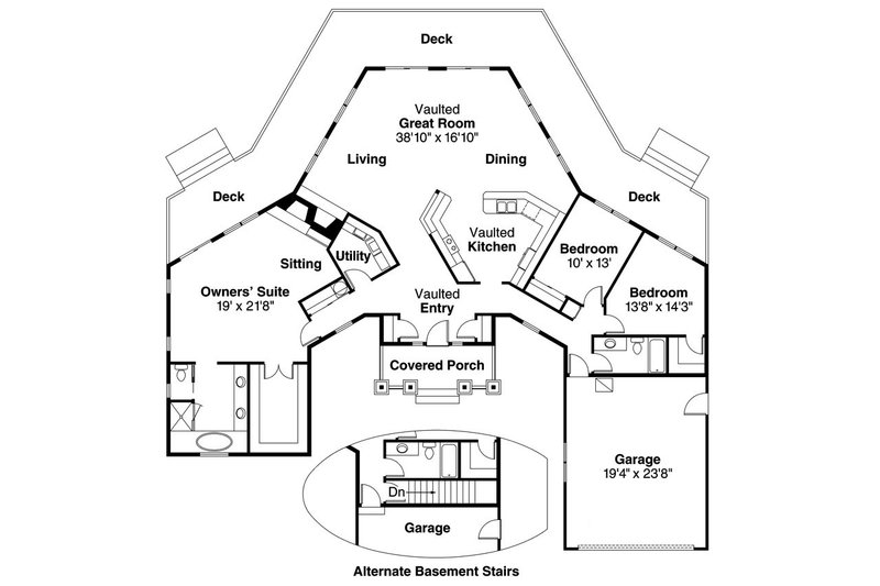 Home Plan - Floor Plan - Main Floor for Craftsman House Plan #124-408 - 3 bed, 2 bath