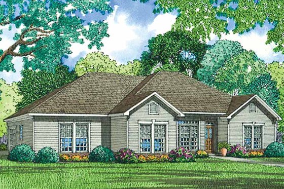 Exterior - Front Elevation 3 for Ranch House Plan #17-3173 - 4 bed, 2 bath