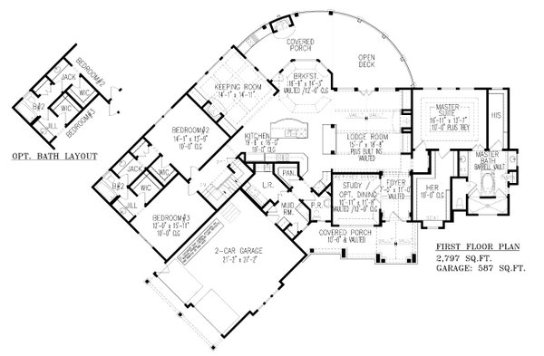 House Plan Design - Craftsman Floor Plan - Main Floor Plan #54-533