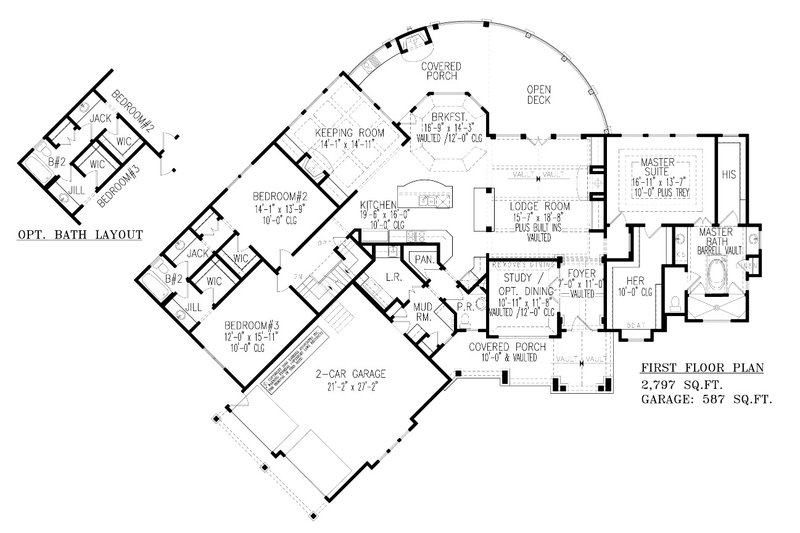 Home Plan - Floor Plan - Main Floor for Craftsman House Plan #54-533 - 3 bed, 2.5 bath