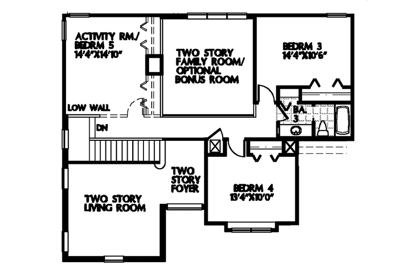 House Blueprint - Floor Plan - Upper Floor for Mediterranean House Plan #999-108 - 5 bed, 3 bath