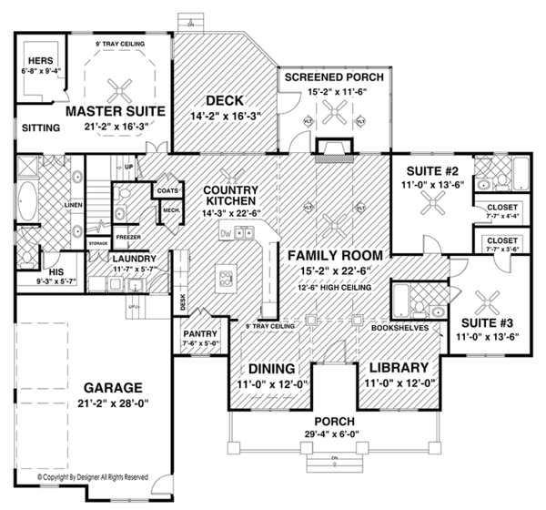 Dream House Plan - Ranch Floor Plan - Main Floor Plan #56-696
