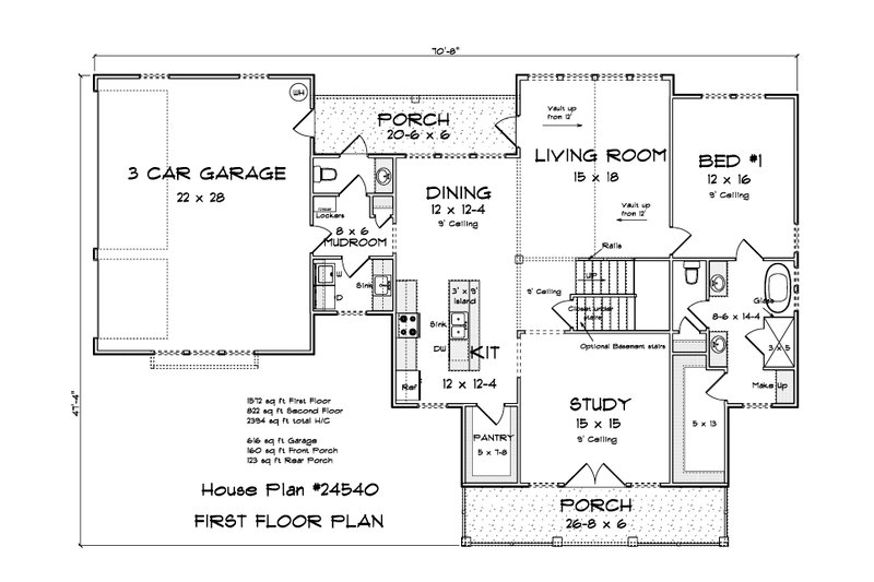 House Plan Design - Floor Plan - Main Floor for Farmhouse House Plan #513-2333 - 3 bed, 3.5 bath
