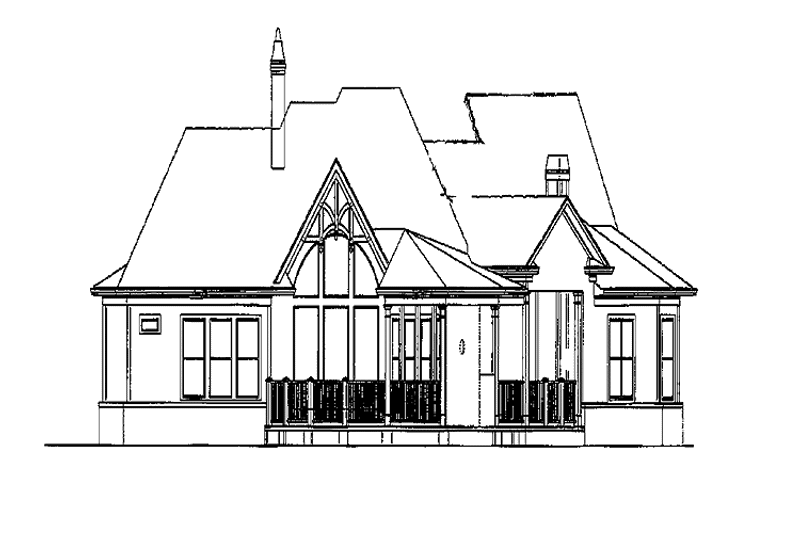 House Blueprint - Exterior - Rear Elevation for Craftsman House Plan #54-338 - 3 bed, 2.5 bath