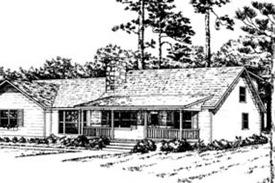 Exterior - Front Elevation for Ranch House Plan #10-231 - 3 bed, 2 bath