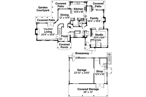 Floor Plan - Main Floor for Craftsman House Plan #124-587 - 5 bed, 4 bath