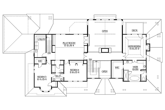 Floor Plan - Upper Floor for Craftsman House Plan #132-335 - 4 bed, 3.5 bath