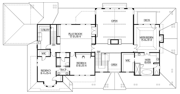 Craftsman Floor Plan - Upper Floor Plan #132-335