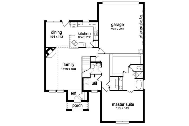 Home Plan - Floor Plan - Main Floor for Traditional House Plan #84-690 - 4 bed, 2.5 bath