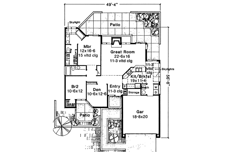 House Plan Design - Floor Plan - Main Floor for Contemporary House Plan #320-1159 - 2 bed, 2 bath