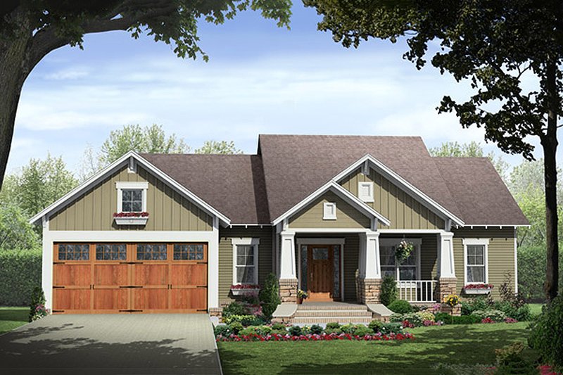 Craftsman Style House Plan - 3 Beds 2 Baths 1627 Sq/Ft Plan #21-364