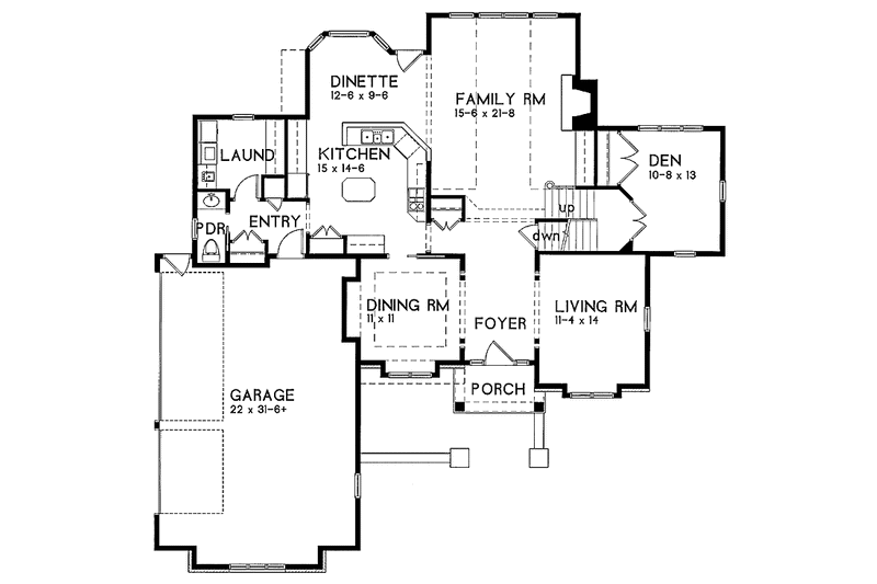 Home Plan - Floor Plan - Main Floor for Country House Plan #328-258 - 4 bed, 2.5 bath