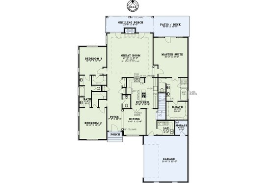 Floor Plan - Main Floor for Traditional House Plan #17-2211 - 3 bed, 2.5 bath