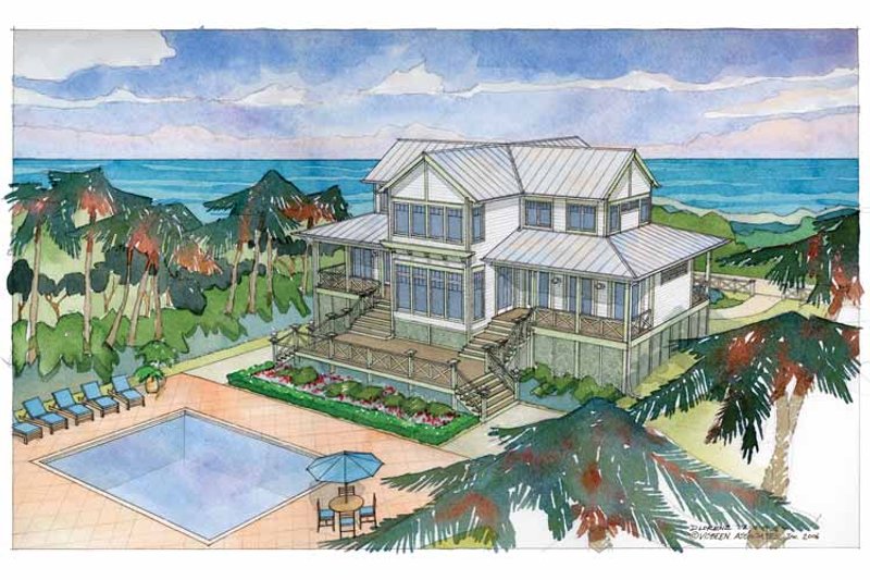 Architectural House Design - Exterior - Rear Elevation 3 for Country House Plan #928-57 - 4 bed, 4.5 bath