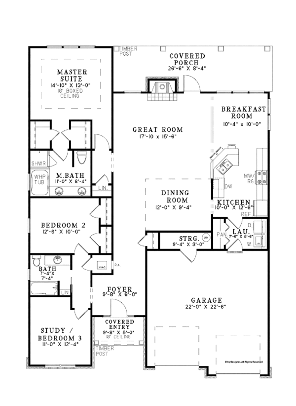 House Design - Country Floor Plan - Main Floor Plan #17-3356