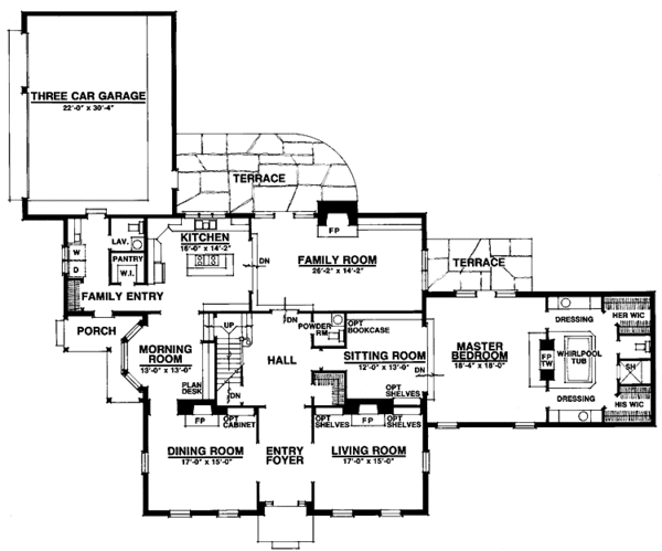 Architectural House Design - Colonial Floor Plan - Main Floor Plan #1016-40