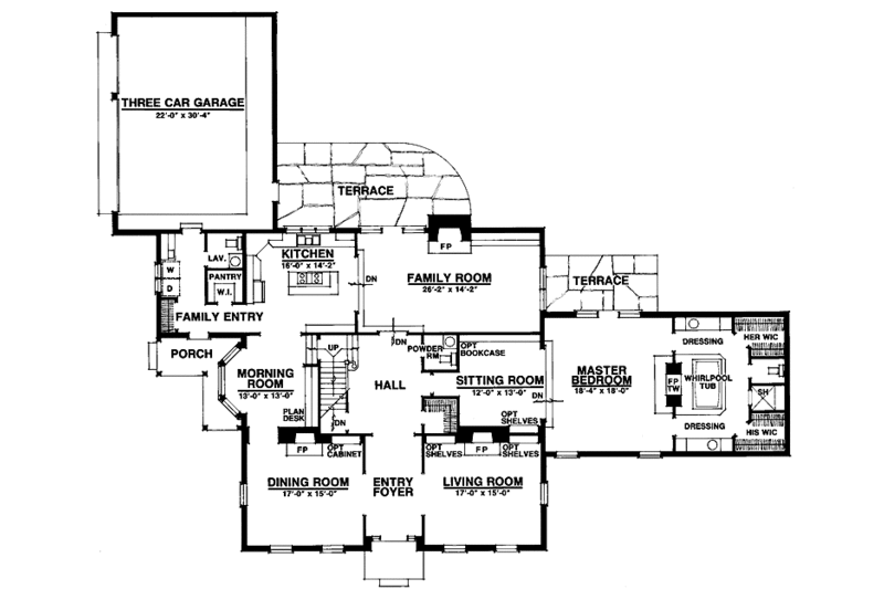 House Plan Design - Floor Plan - Main Floor for Colonial House Plan #1016-40 - 4 bed, 3 bath