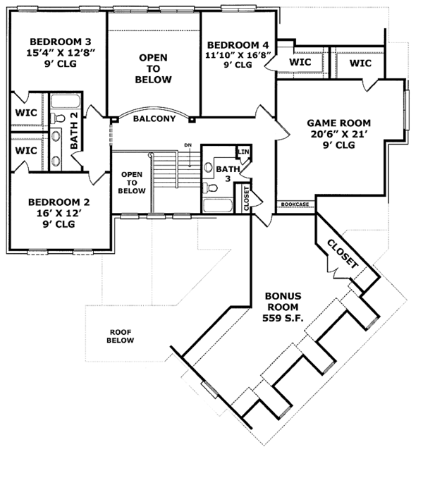 Dream House Plan - European Floor Plan - Upper Floor Plan #952-205