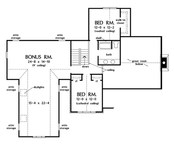 Architectural House Design - European Floor Plan - Upper Floor Plan #929-907